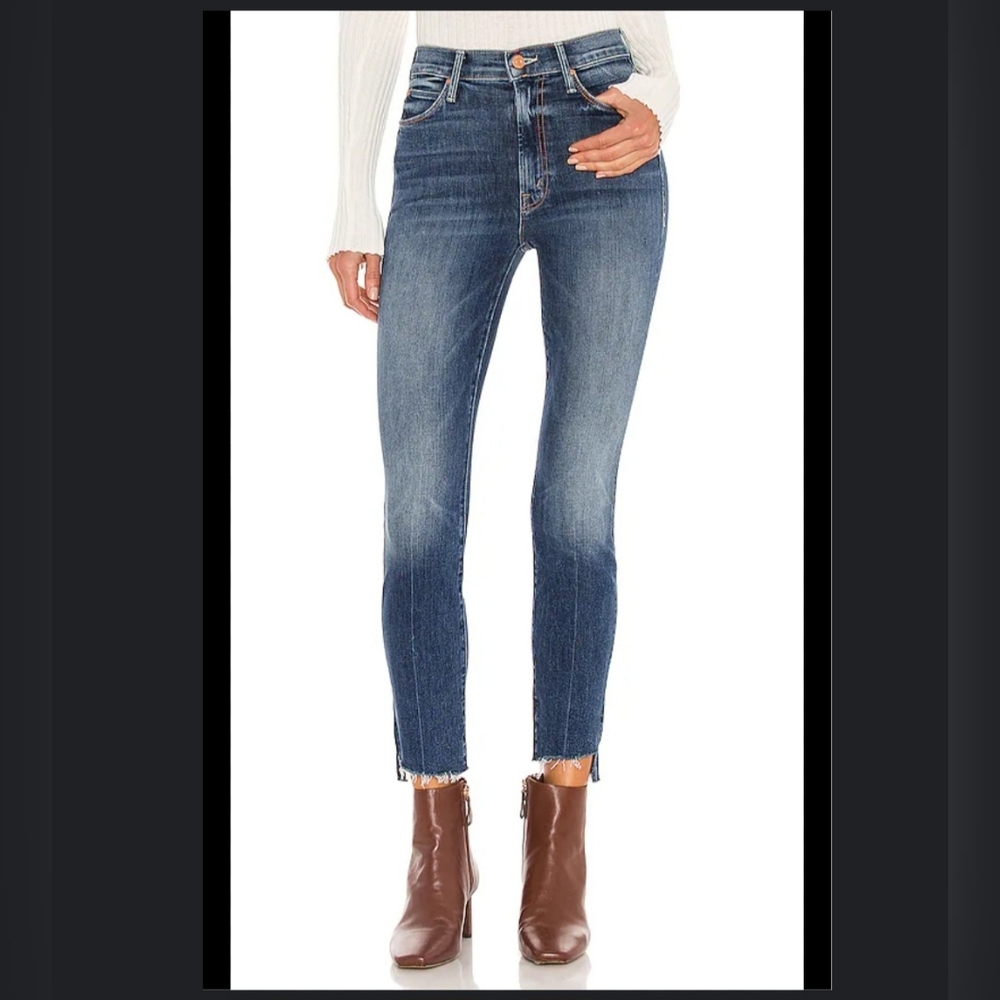 Mother Stunner Zip Ankle Dtep Fray Jeans W26 Walking On Coals